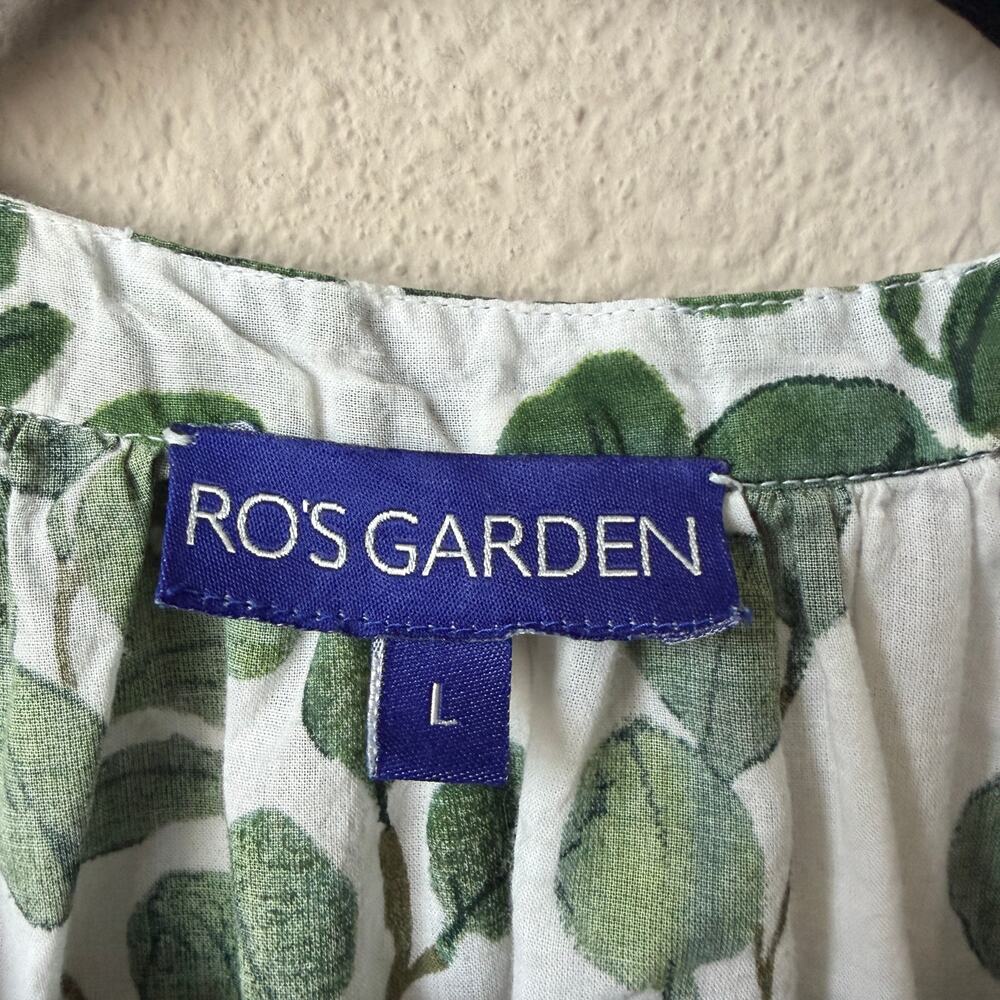 Tuckernuck Ro's Garden Marcia Top White Green Leaf Size L - Picture 4 of 6